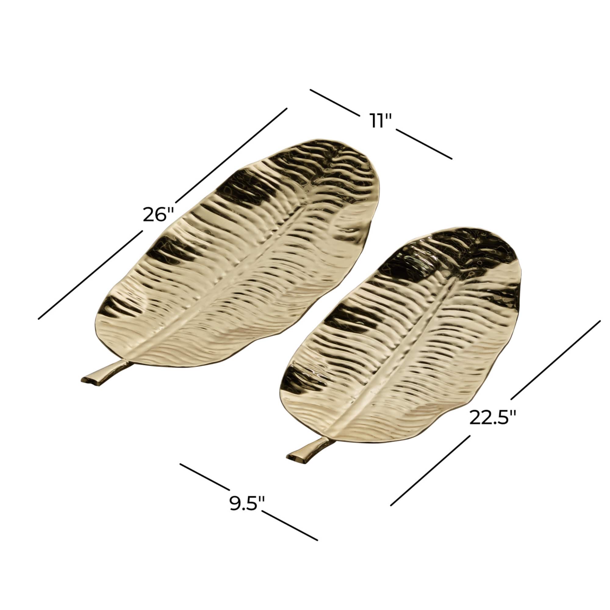 Set of 2" Gold Metal Contemporary Tray, 26" x 11"